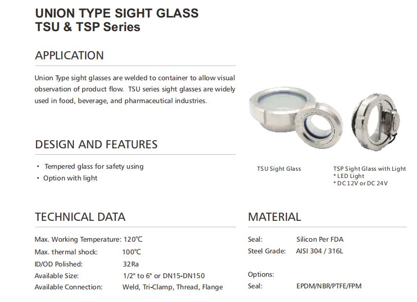 TSU Union type sight glass,Sanitary union type sight glass 